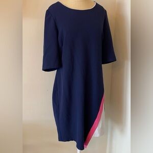 Signature by Robbie Bee Navy Dress with Pink and White Accents size 12